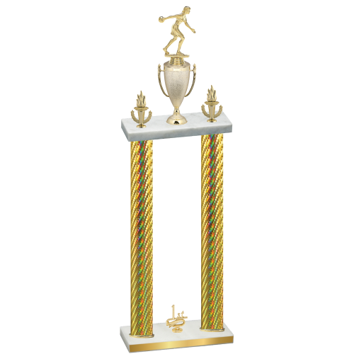 Double Gold Carbon Fiber First Place Bowling Trophy