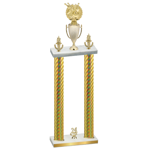 Double Gold Carbon Fiber Year Bowling Trophy