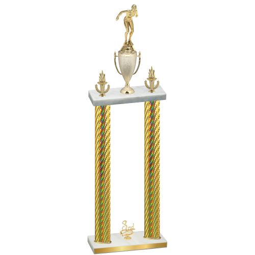 Double Gold Carbon Fiber Third Place Tennis Trophy