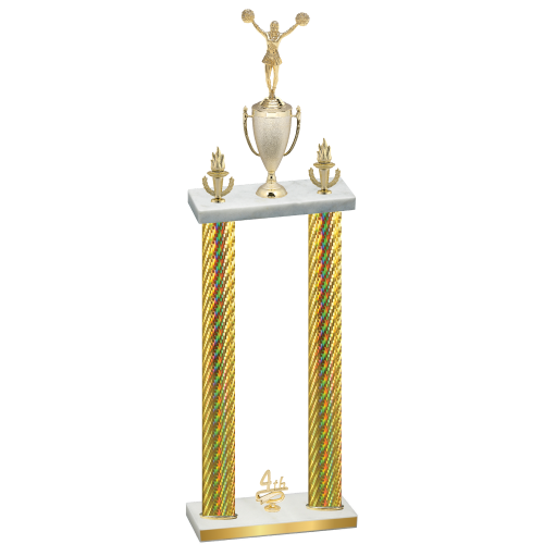Double Gold Carbon Fiber Fourth Place Cheerleading Trophy