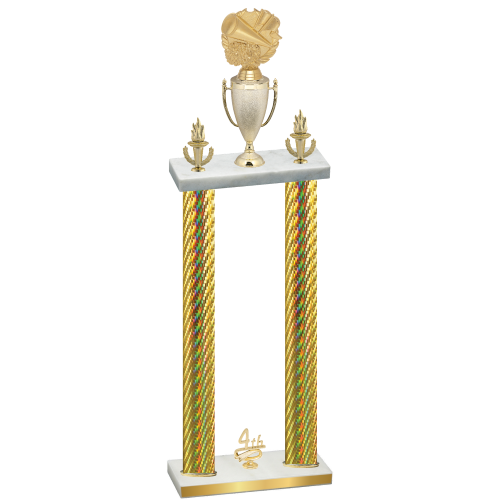 Double Gold Carbon Fiber Fourth Place Cheerleading Trophy