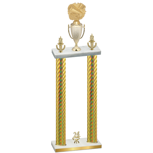 Double Gold Carbon Fiber Year Cheerleading Trophy