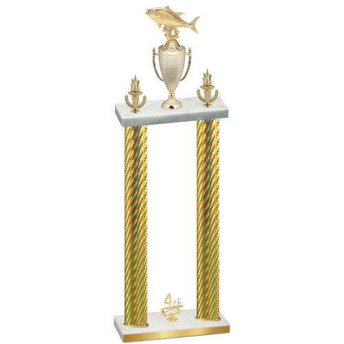 Double Gold Carbon Fiber Fourth Place Fishing Trophy