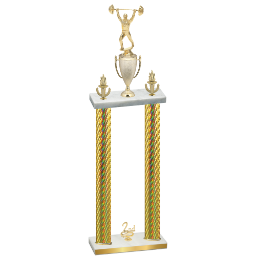 Double Gold Carbon Fiber Second Place Weights Trophy