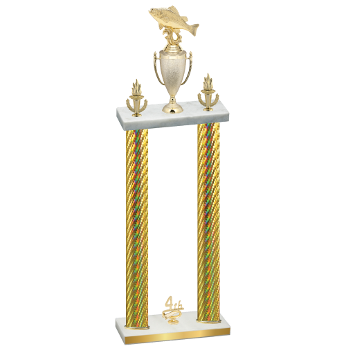 Double Gold Carbon Fiber Fourth Place Fishing Trophy