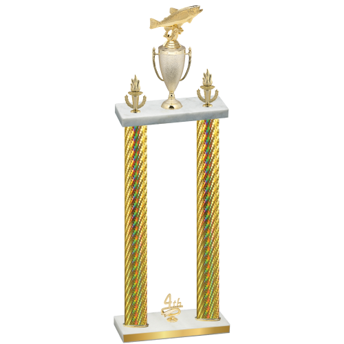 Double Gold Carbon Fiber Fourth Place Fishing Trophy