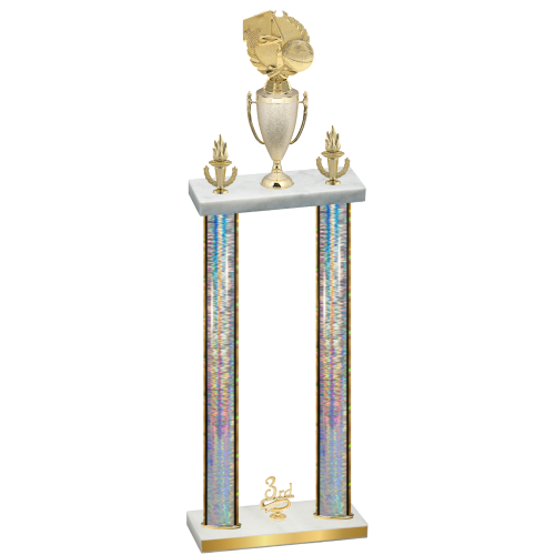 Double Silver Glacier Third Place Basketball Trophy