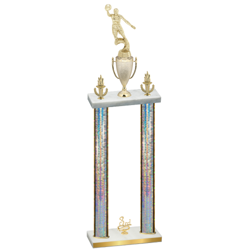 Double Silver Glacier Third Place Basketball Trophy