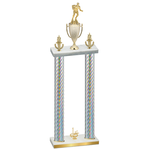 Double Silver Carbon Fiber First Place Rugby Trophy