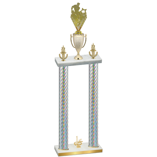 Double Silver Carbon Fiber First Place Rugby Trophy
