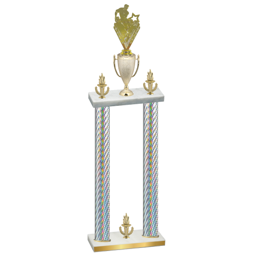 Double Silver Carbon Fiber Victory Rugby Trophy