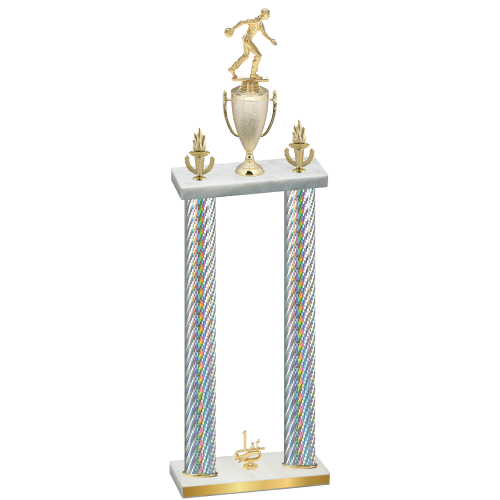Double Silver Carbon Fiber First Place Bowling Trophy