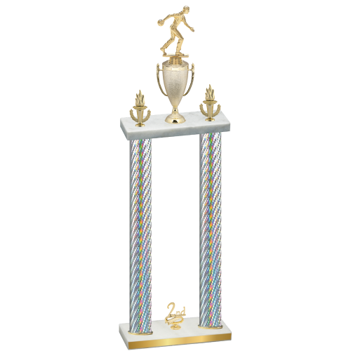 Double Silver Carbon Fiber Second Place Bowling Trophy