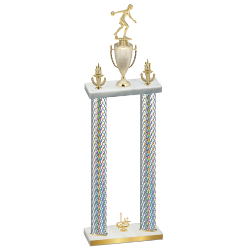 Double Silver Carbon Fiber First Place Bowling Trophy