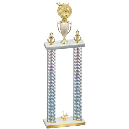 Double Silver Carbon Fiber First Place Bowling Trophy