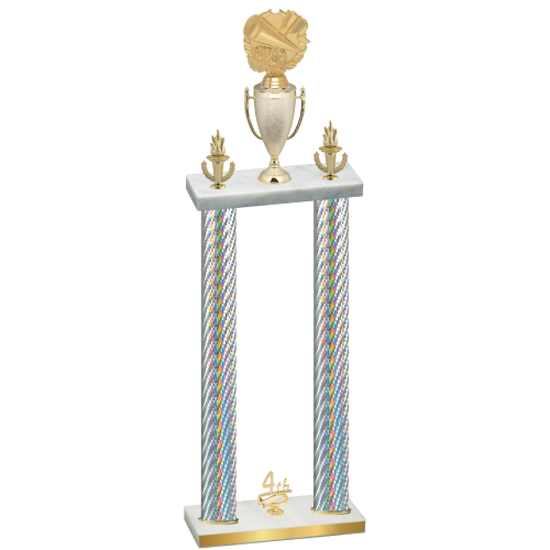 Double Silver Carbon Fiber Fourth Place Cheerleading Trophy