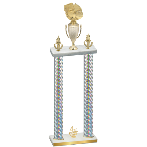 Double Silver Carbon Fiber Fourth Place Basketball Trophy
