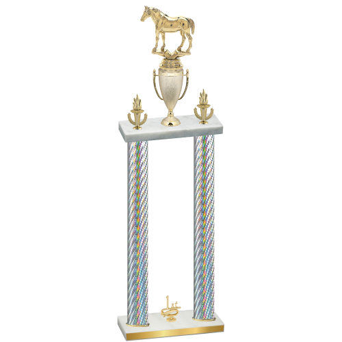 Double Silver Carbon Fiber First Place Horses Trophy