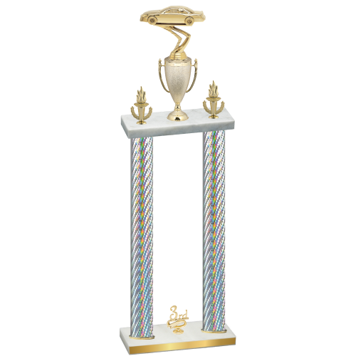 Double Silver Carbon Fiber Third Place Cars Trophy