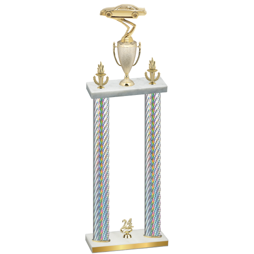 Double Silver Carbon Fiber Year Cars Trophy