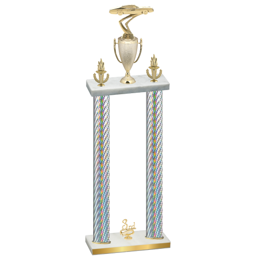 Double Silver Carbon Fiber Third Place Cars Trophy