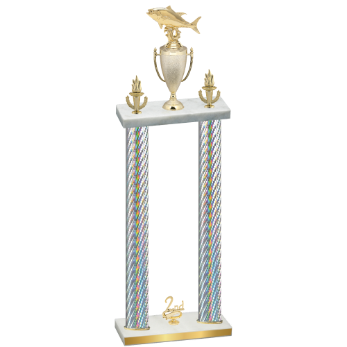 Double Silver Carbon Fiber Second Place Fishing Trophy