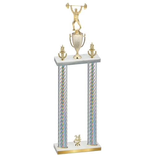 Double Silver Carbon Fiber Year Weights Trophy