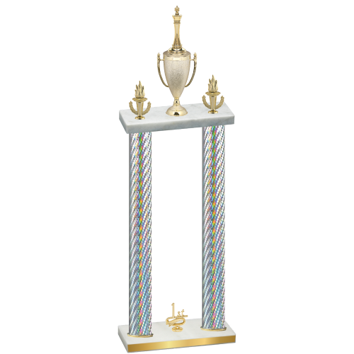 Double Silver Carbon Fiber First Place Chess Trophy
