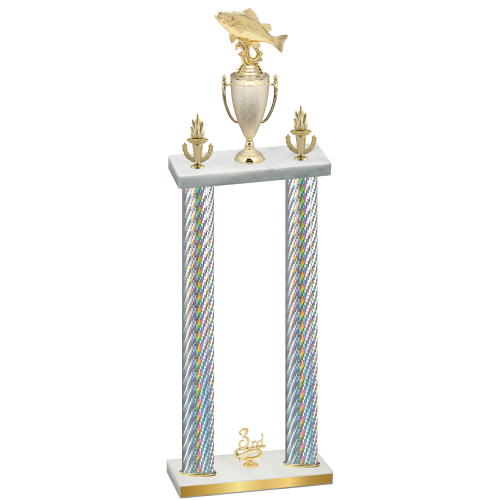 Double Silver Carbon Fiber Third Place Fishing Trophy