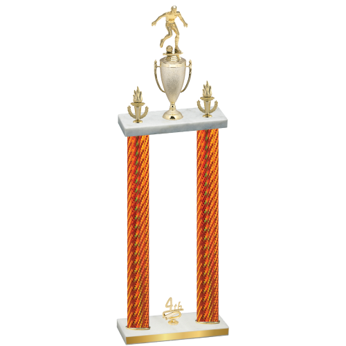 Double Orange Carbon Fiber Fourth Place Soccer Trophy