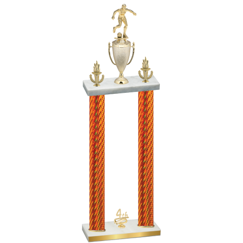 Double Orange Carbon Fiber Fourth Place Soccer Trophy