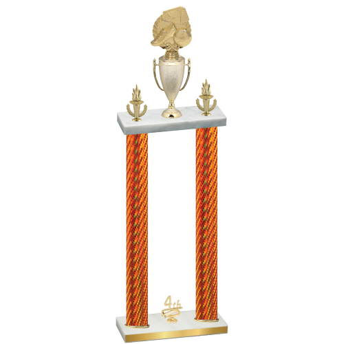 Double Orange Carbon Fiber Fourth Place Soccer Trophy