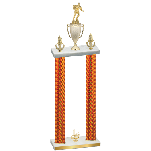 Double Orange Carbon Fiber First Place Rugby Trophy