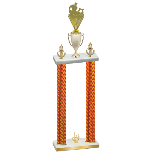 Double Orange Carbon Fiber First Place Rugby Trophy