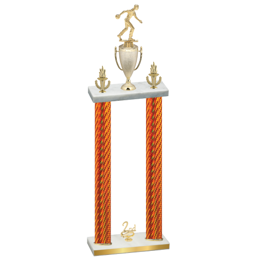 Double Orange Carbon Fiber Second Place Bowling Trophy