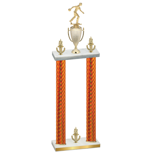 Double Orange Carbon Fiber Victory Bowling Trophy