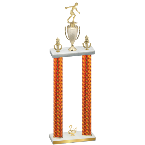 Double Orange Carbon Fiber Second Place Bowling Trophy