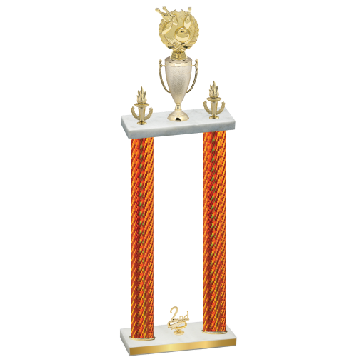 Double Orange Carbon Fiber Second Place Bowling Trophy