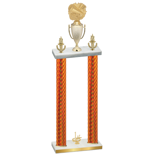 Double Orange Carbon Fiber First Place Cheerleading Trophy