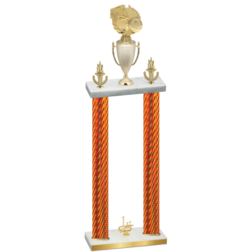 Double Orange Carbon Fiber First Place Basketball Trophy