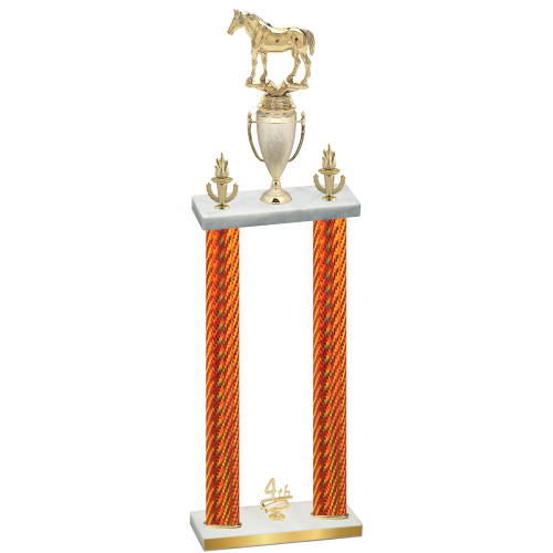 Double Orange Carbon Fiber Fourth Place Horses Trophy