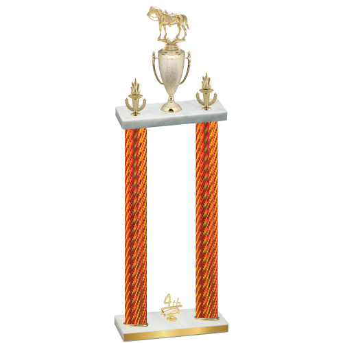 Double Orange Carbon Fiber Fourth Place Horses Trophy
