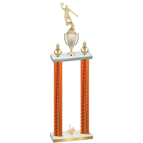 Double Orange Carbon Fiber First Place Basketball Trophy