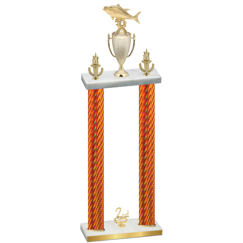 Double Orange Carbon Fiber Second Place Fishing Trophy