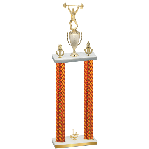 Double Orange Carbon Fiber First Place Weights Trophy