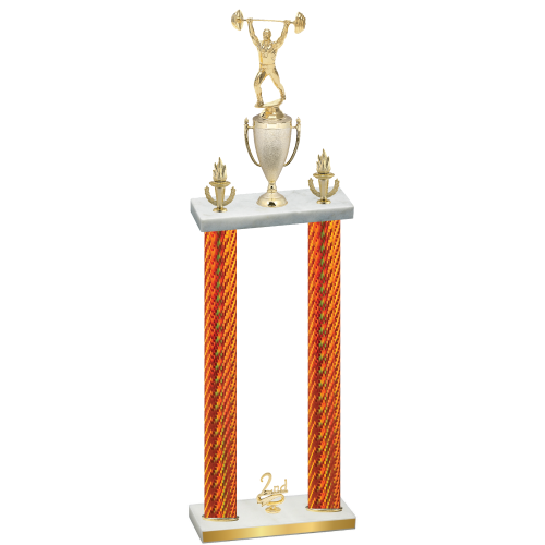 Double Orange Carbon Fiber Second Place Weights Trophy