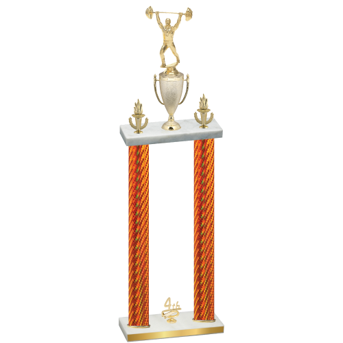 Double Orange Carbon Fiber Fourth Place Weights Trophy