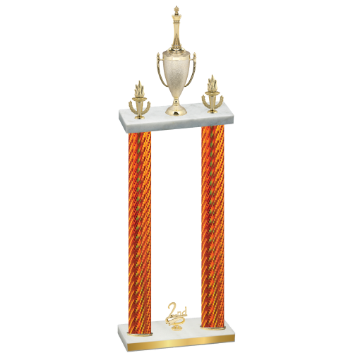 Double Orange Carbon Fiber Second Place Chess Trophy