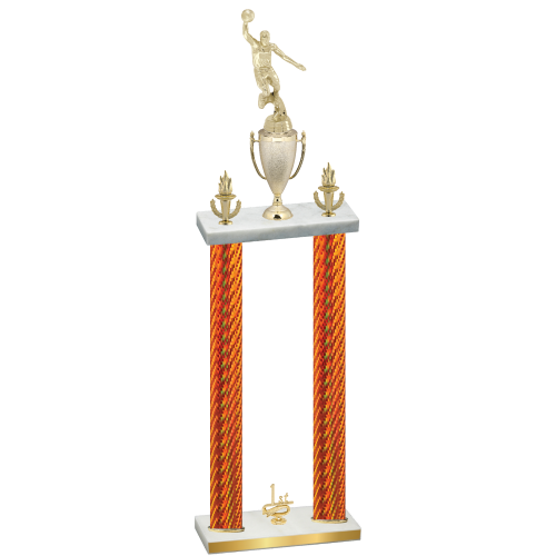 Double Orange Carbon Fiber First Place Basketball Trophy