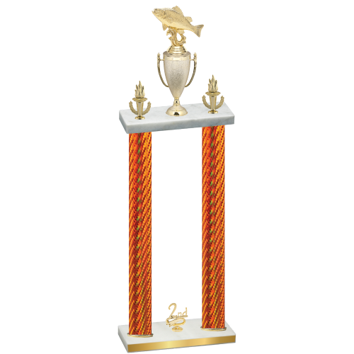 Double Orange Carbon Fiber Second Place Fishing Trophy